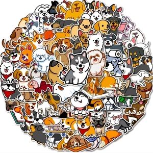 Cute Dog Sticker Pack 100 pc Colorful Red and white vinyl sticker bumper water